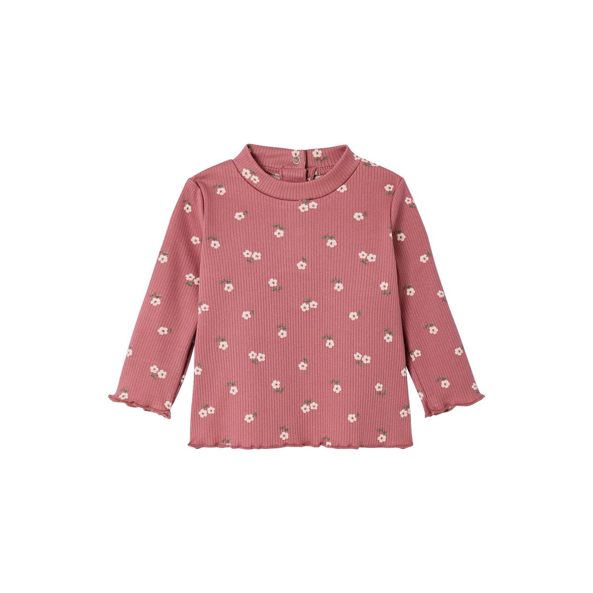 T-shirt bébé imprimé manches longues vieux rose, VERTBAUDET