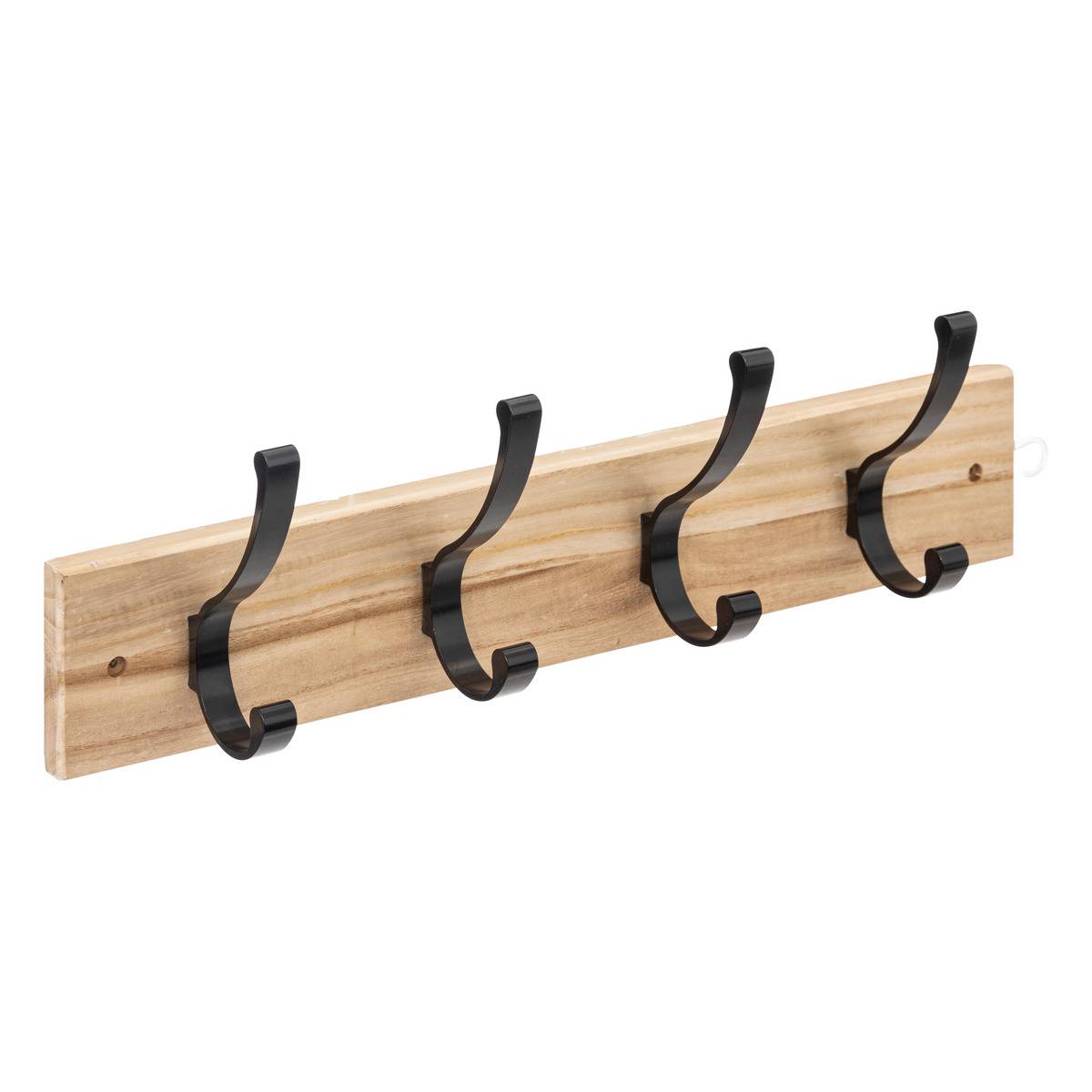 Patère murale 4 crochets en bois et métal JANO noir, 5FIVE SIMPLY SMART
