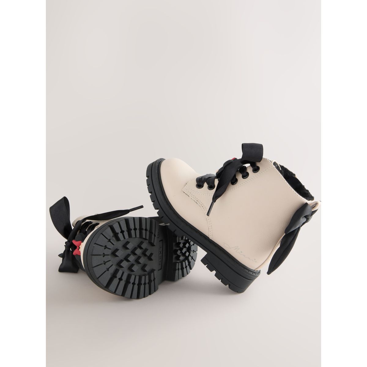 Bottines à lacets avec nœud minnie naturel, NEXT