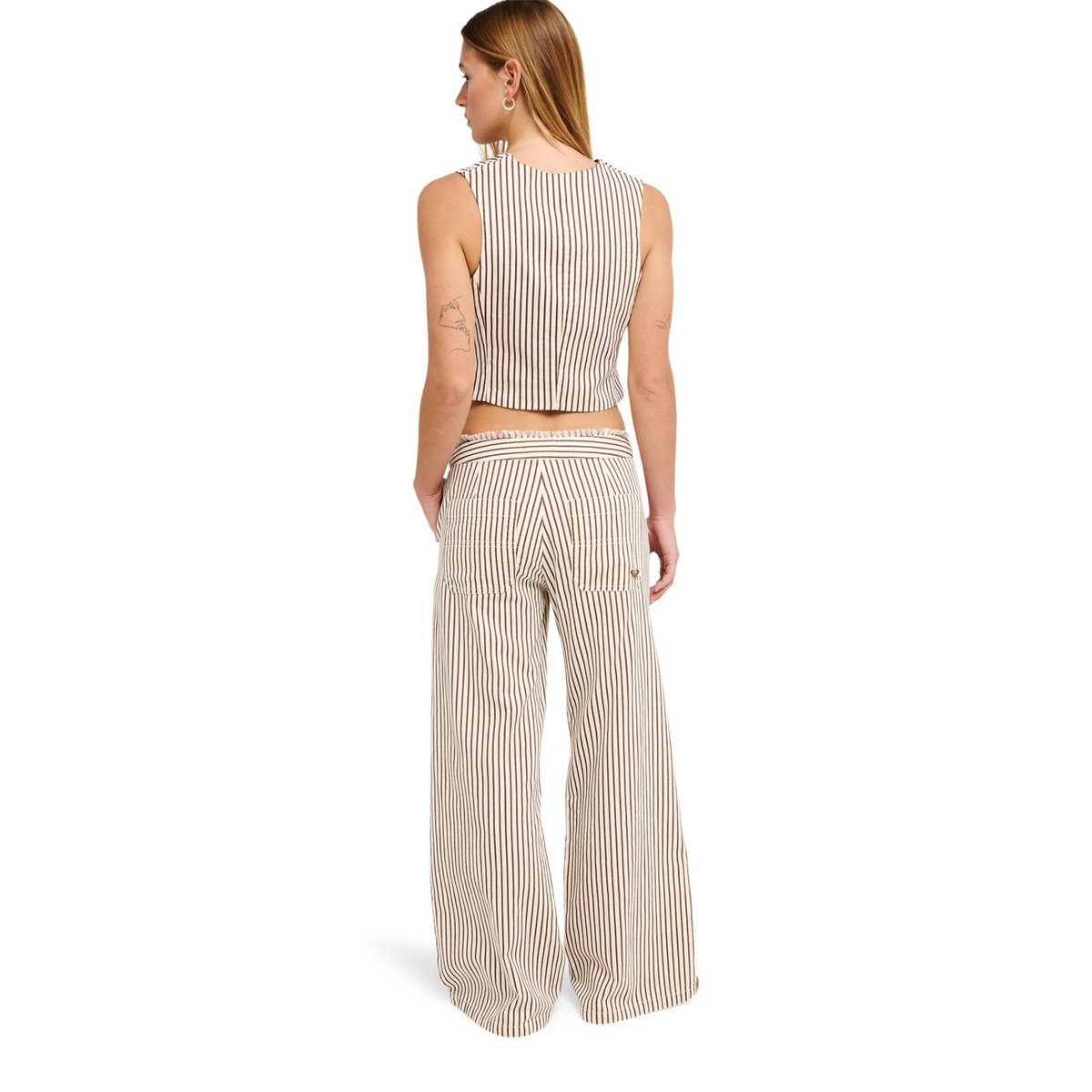 Pantalon à rayures ROUGH AROUND EDGES. noir butternut linso stripe, ROXY