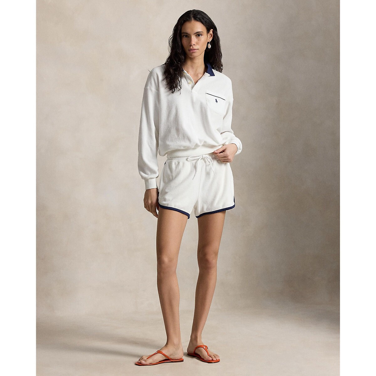 Short en éponge à taille élastiquée blanc, POLO RALPH LAUREN