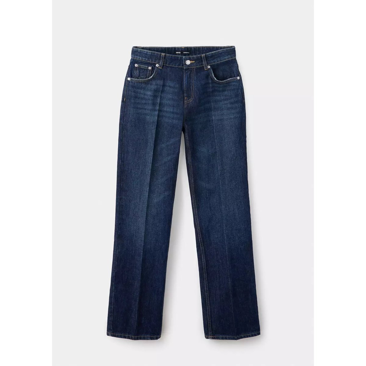 Jean droit taille normale bleu foncé, MANGO