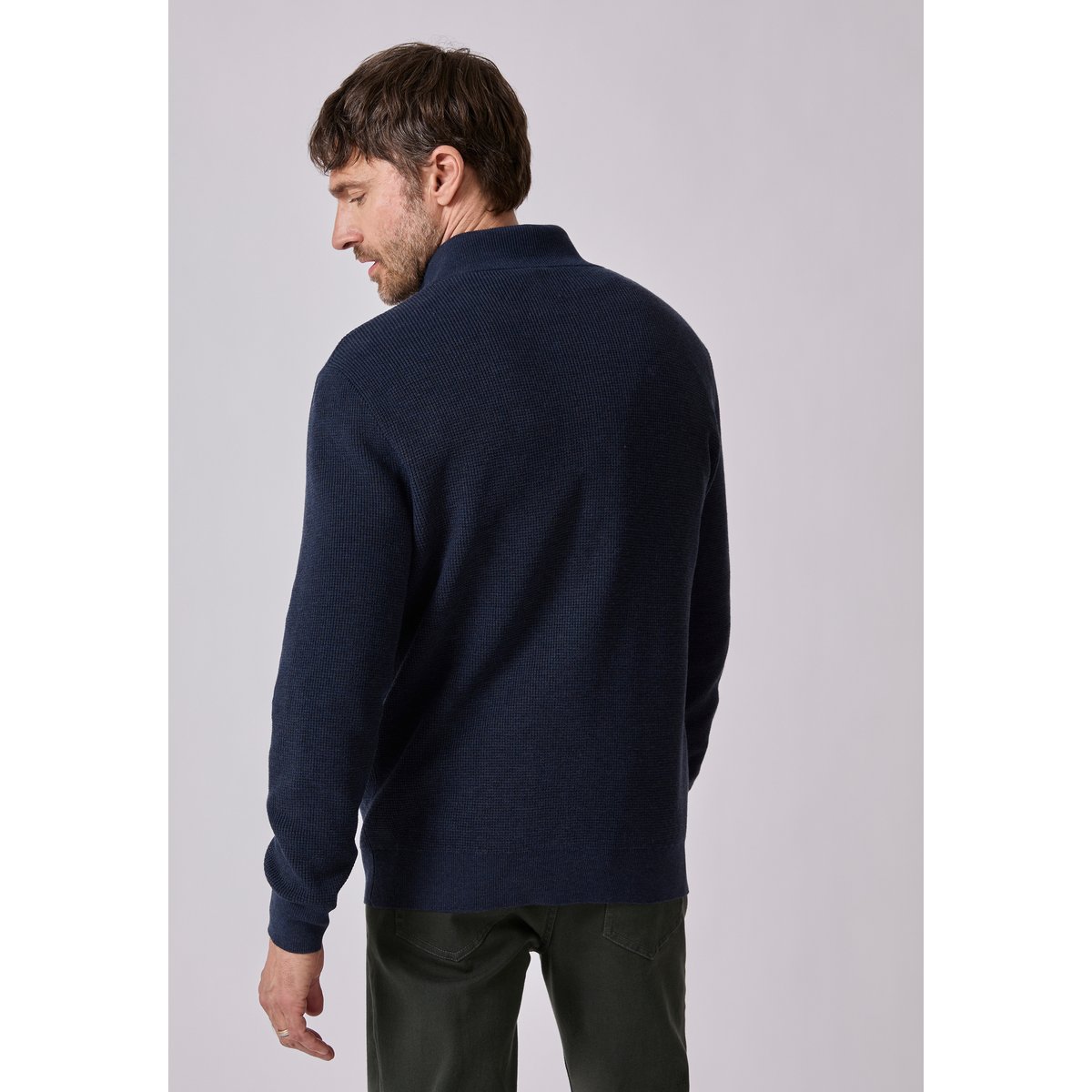 Gilet zippé Thermolactyl en maille texturée bleu marine, DAMART