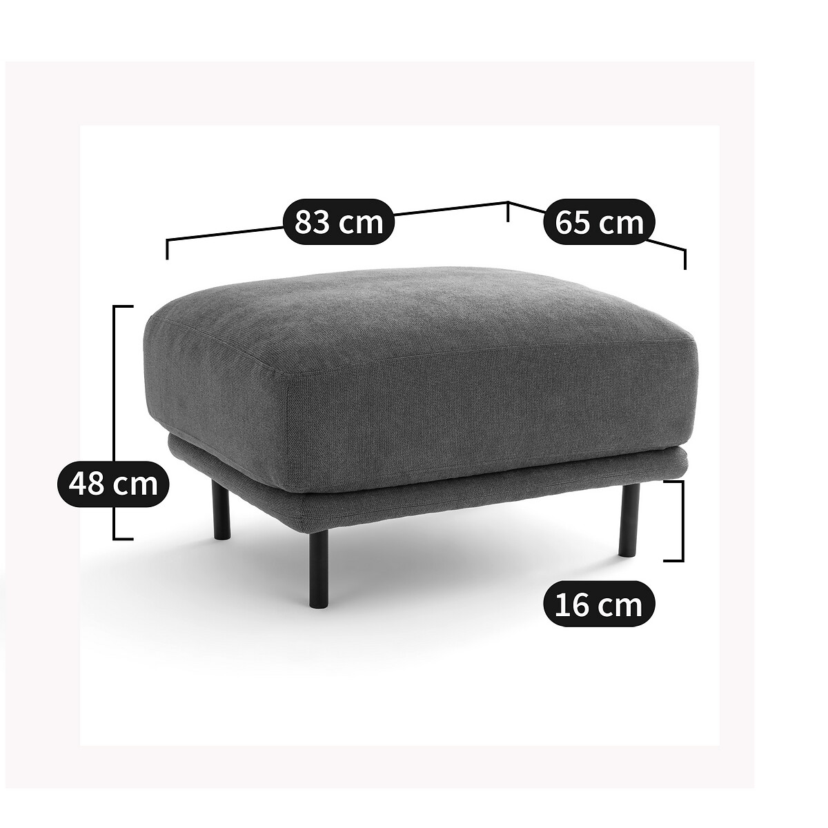 Pouf tissu texturé, Victor grège, LA REDOUTE INTERIEURS