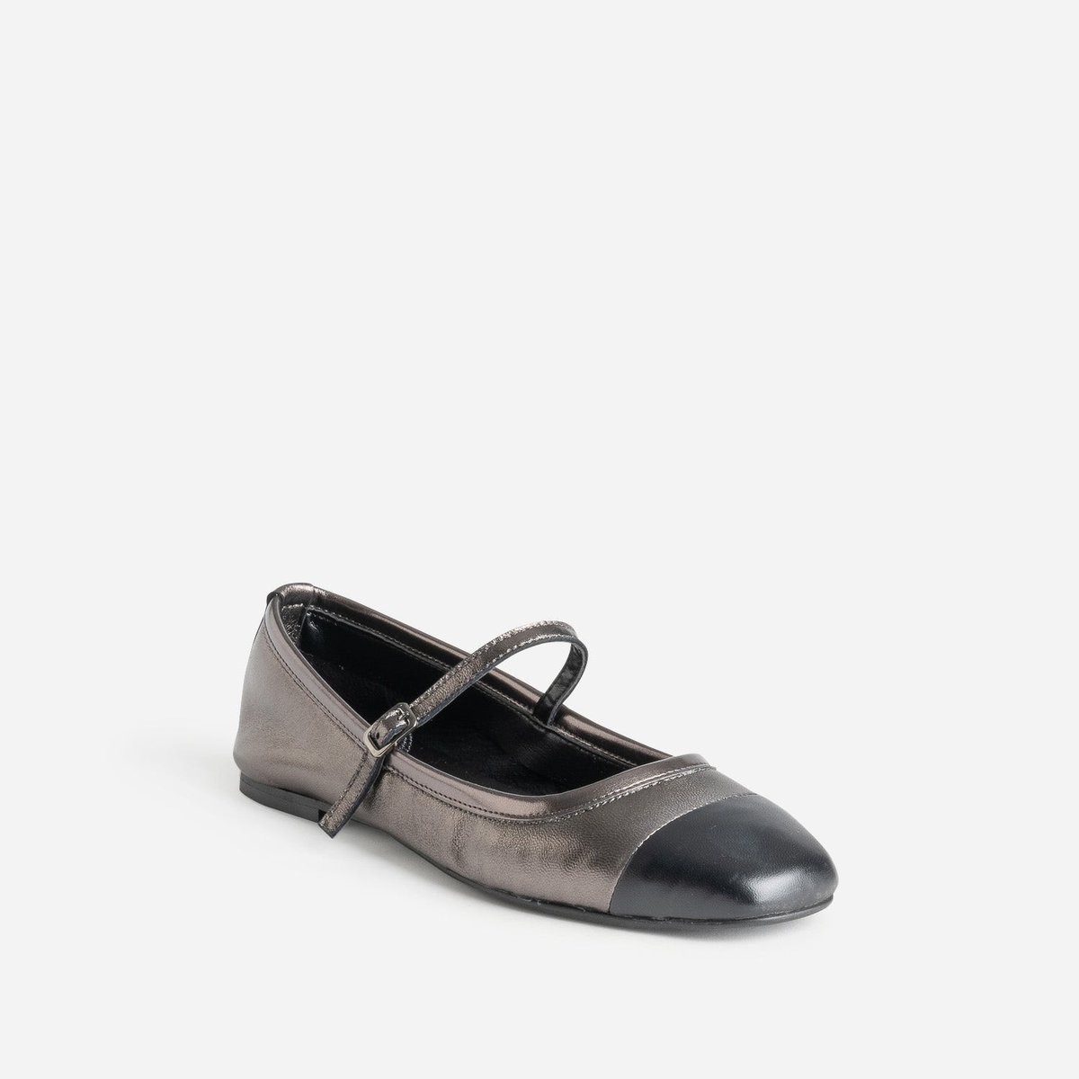 Ballerine en cuir DOLLY noir/argent, ERAM