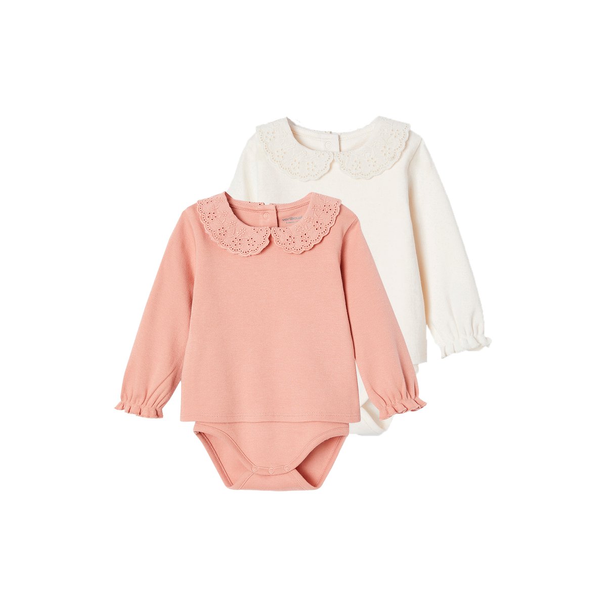 Lot 2 bodies tee-shirt en coton bio ATELIER rose, VERTBAUDET