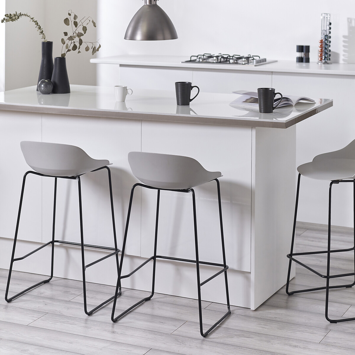 Xavier Minimalist Bar Stools (Set of 2) light grey, SO'HOME