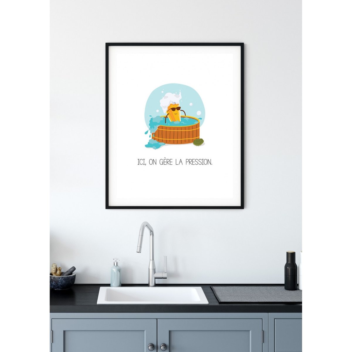Affiche Ici on gère la pression blanc, L'AFFICHERIE