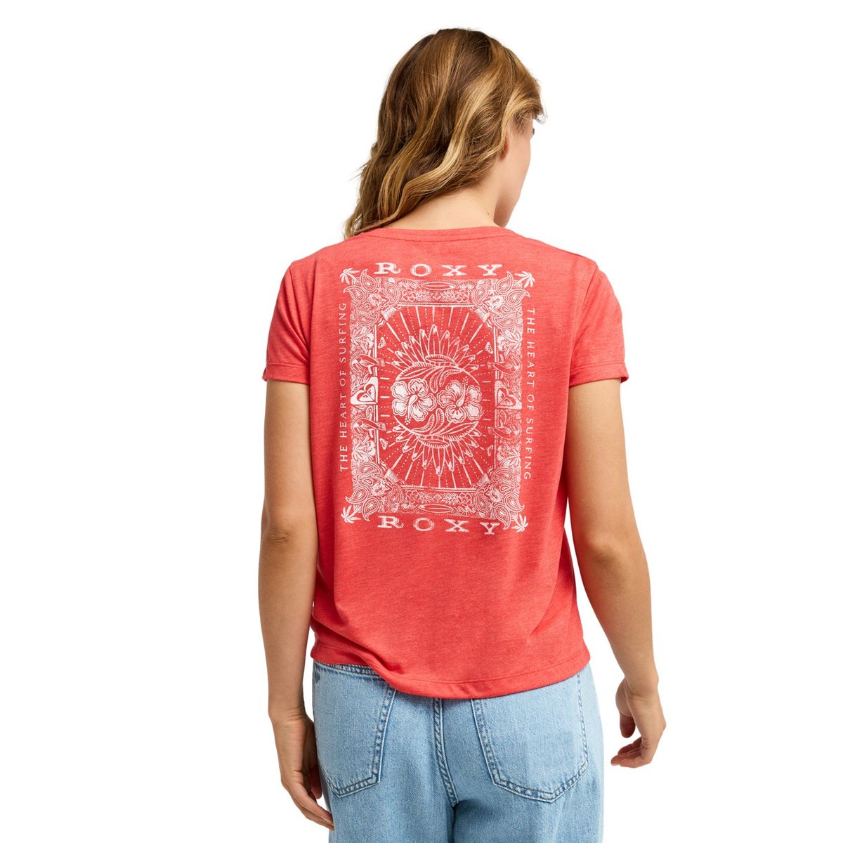 T-Shirt, manches courtes, col rond, . rouge hibiscus, ROXY