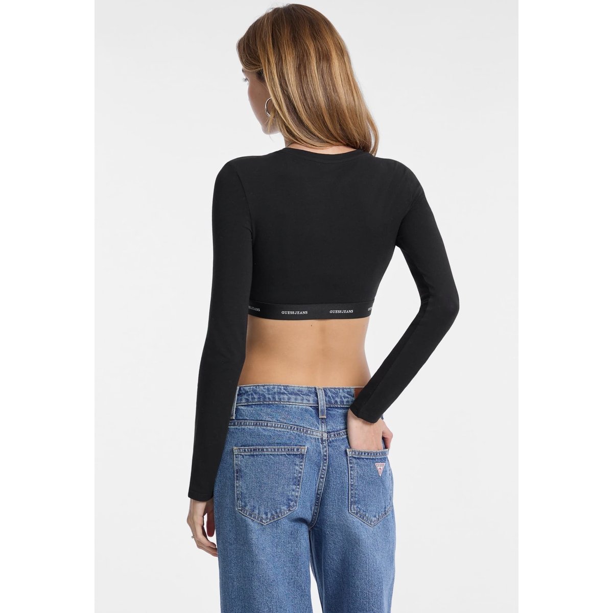 Crop Top Avec Bande Logo noir, GUESS