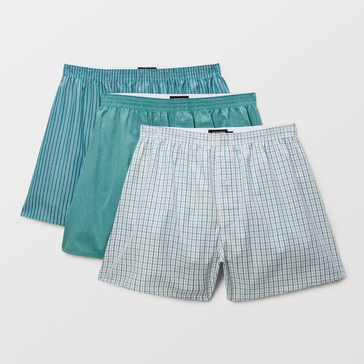 Lot de 3 caleçons en coton BIO GOTS cresson, MONOPRIX