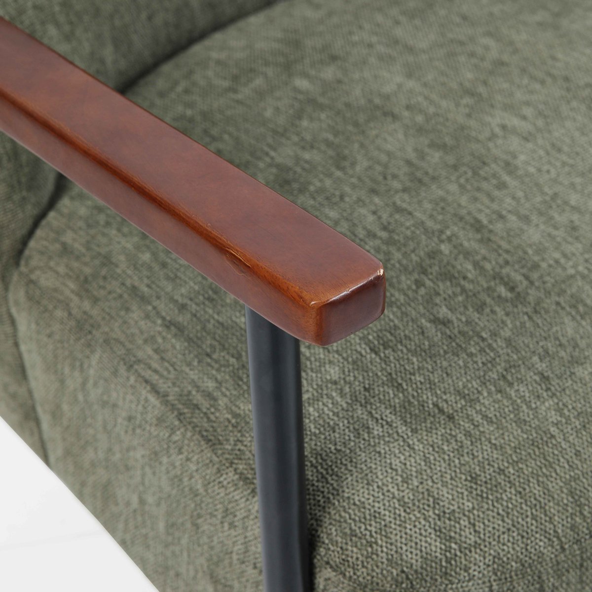 Fauteuil relax en acier, bois et tissu, LENNY vert foncé, OVIALA