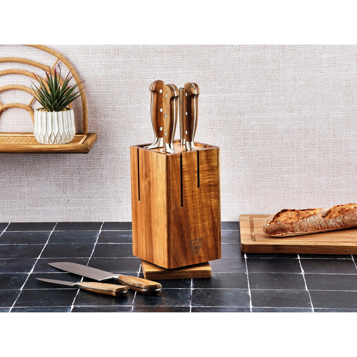 Lot de 7 couteaux de cuisine en inox, NUDE inox mat et bois, BJORN