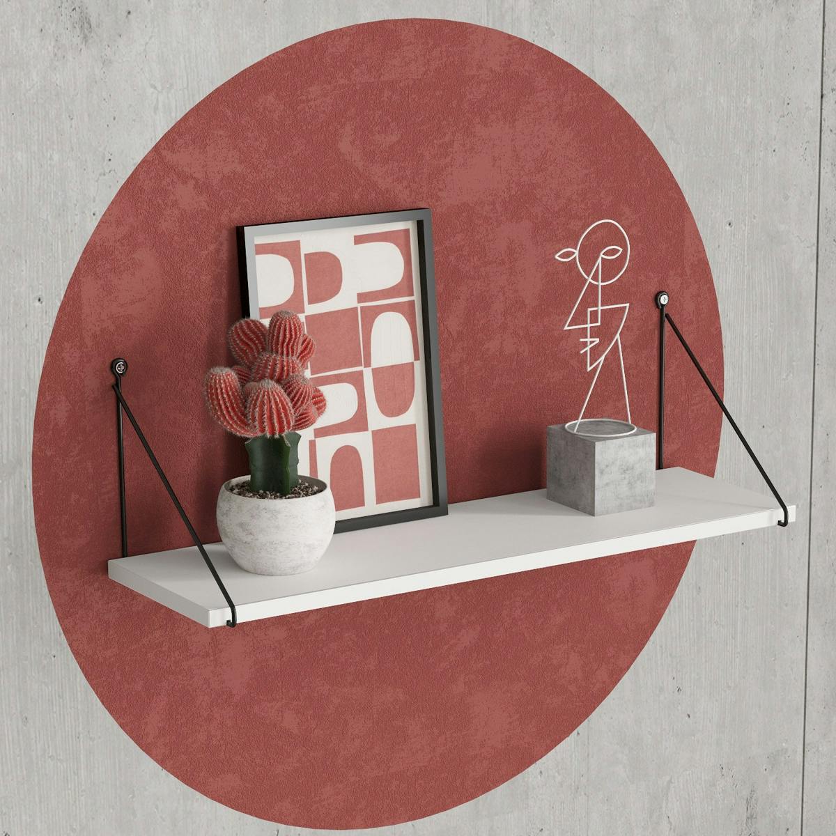 Etagère murale 1 planche 72cm JENA blanc et noir, PIER IMPORT