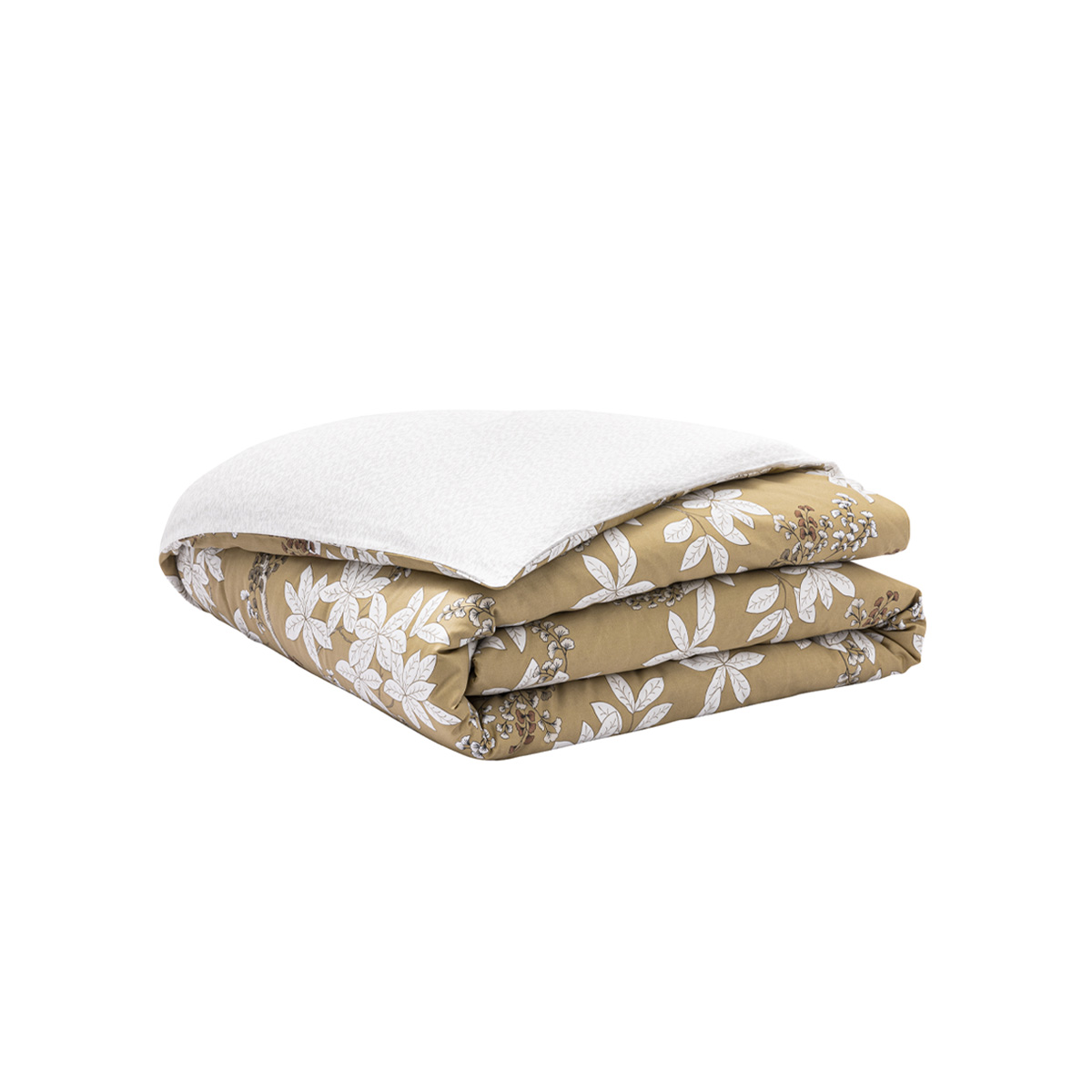 Housse de couette imprimée en satin de coton bio, LÉGENDE jaune moyen, ALEXANDRE TURPAULT
