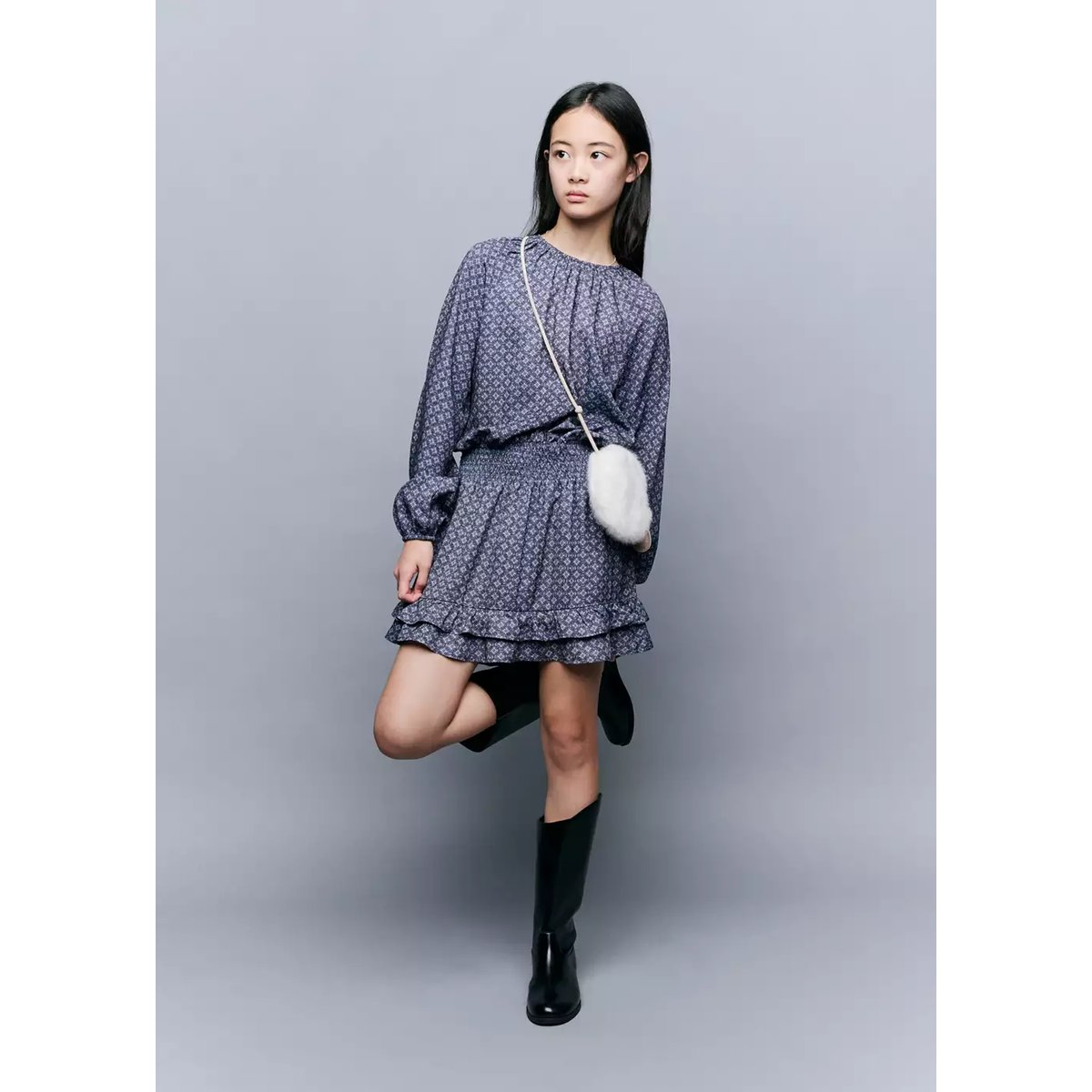 Robe à fleurs bleu marine, MANGO KIDS