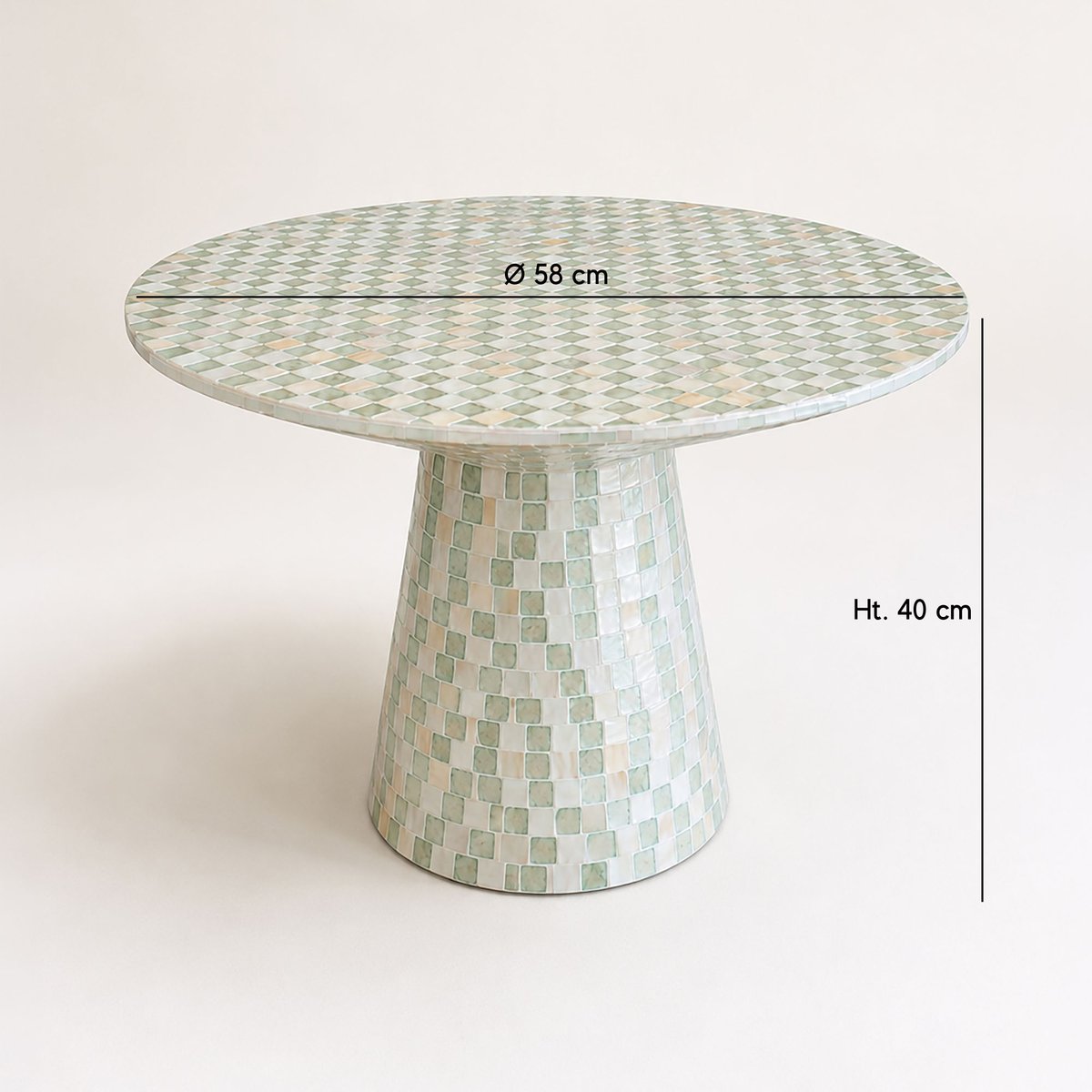 Table basse en coquille de Capiz, ZINA vert, NOW'S HOME