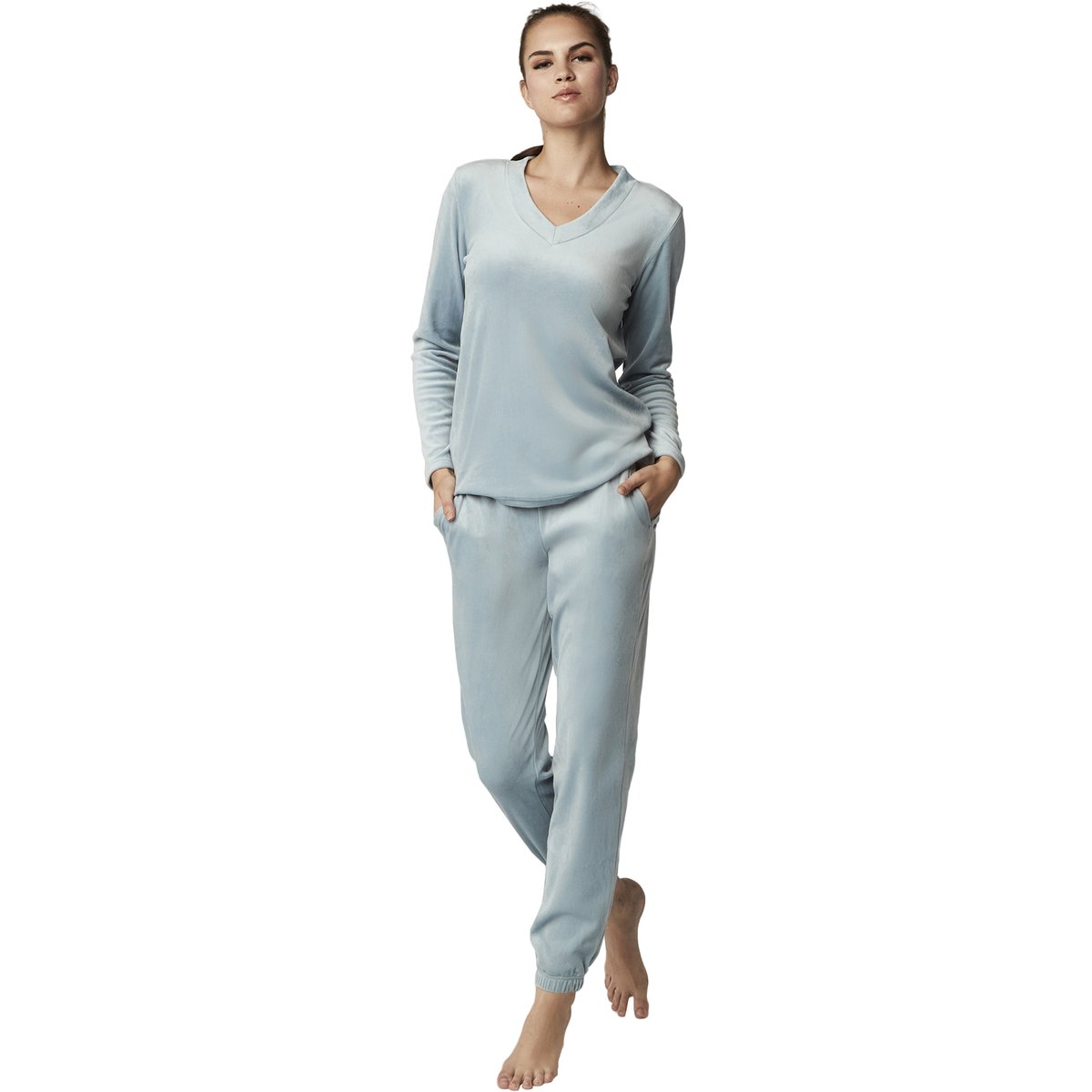 Pyjama pantalon top manches longues POLARSOFT bleu, SELMARK