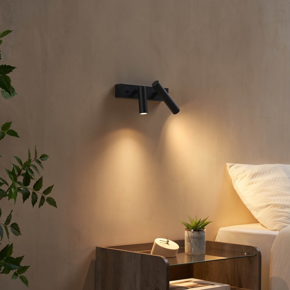 Applique compacte double liseuse LED - ELENKA noir, KOSILUM