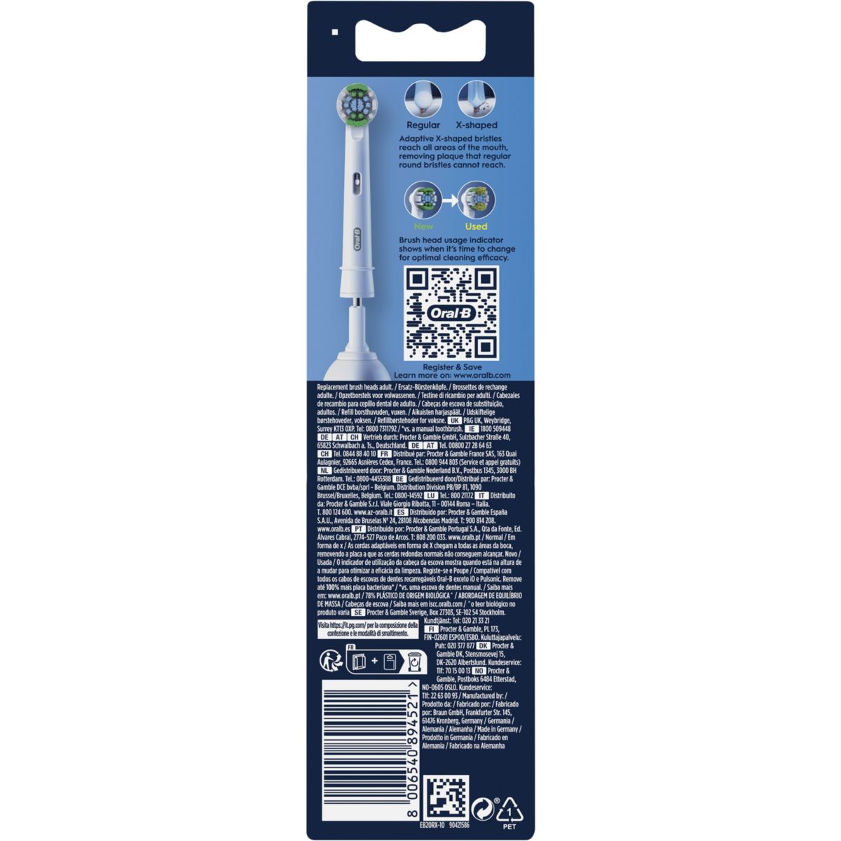 Brossette dentaire Precision Clean X-filaments x10 couleur unique, ORAL B
