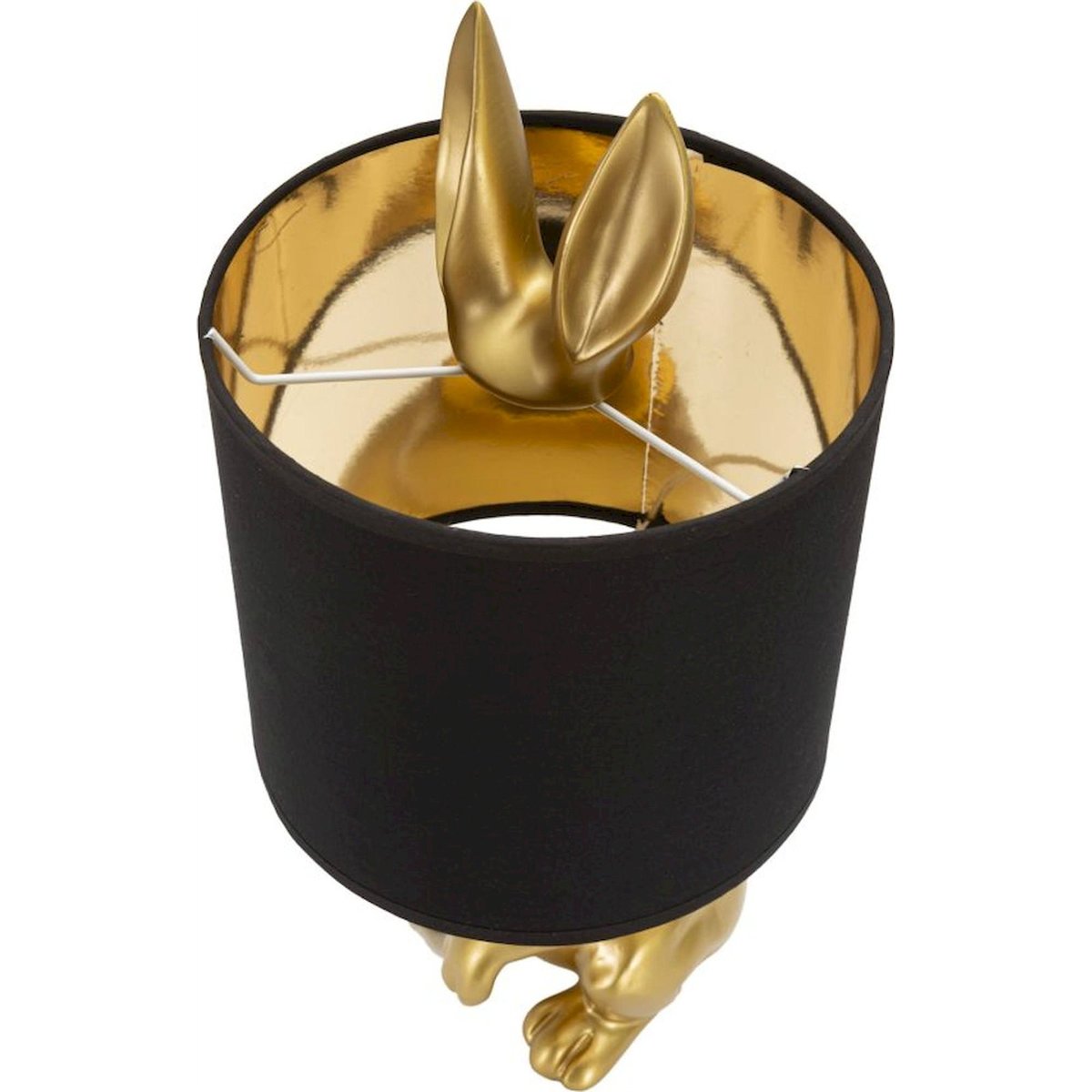 Lampe à poser lapin abat-jour tissu GLAM doré et noir, RECOLLECTION