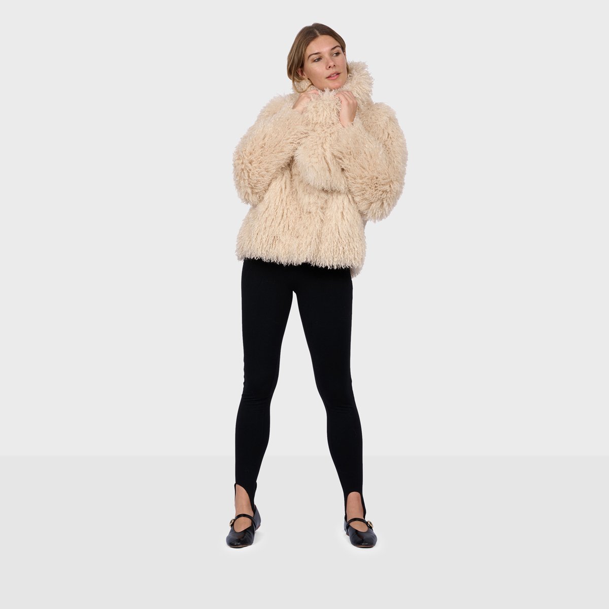 Veste courte à châle amovible KYOTO beige clair, OAKWOOD