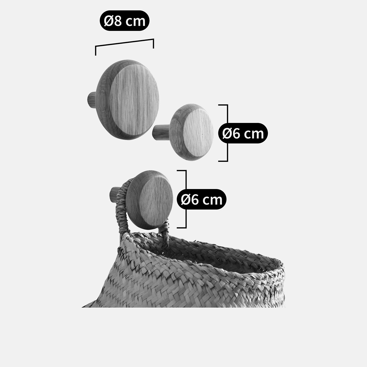 Lot de 3 patères en chêne, KANCA naturel, LA REDOUTE INTERIEURS