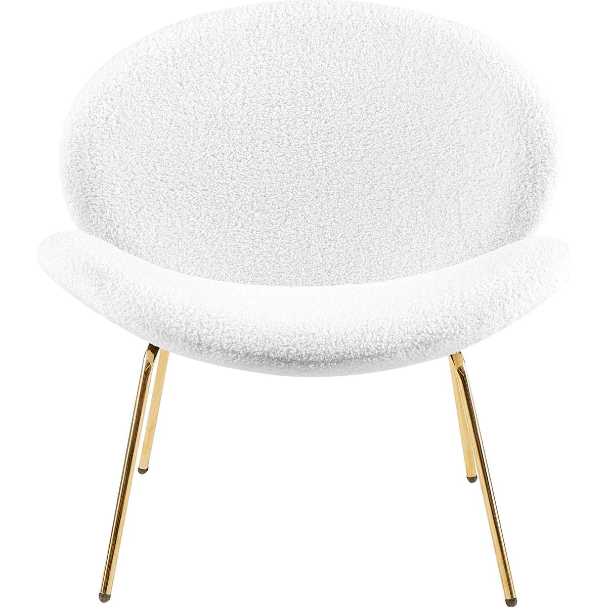 Chaise lounge en bouclé, Forme ovale blanc bouclé et pieds dorés, ARTE ESPINA