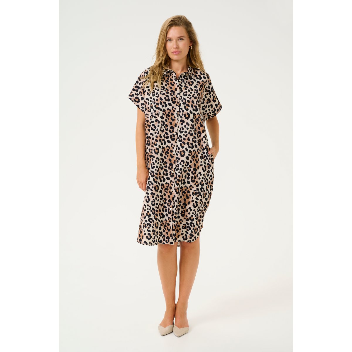 Dress beige noir marron animalier leopard, CULTURE