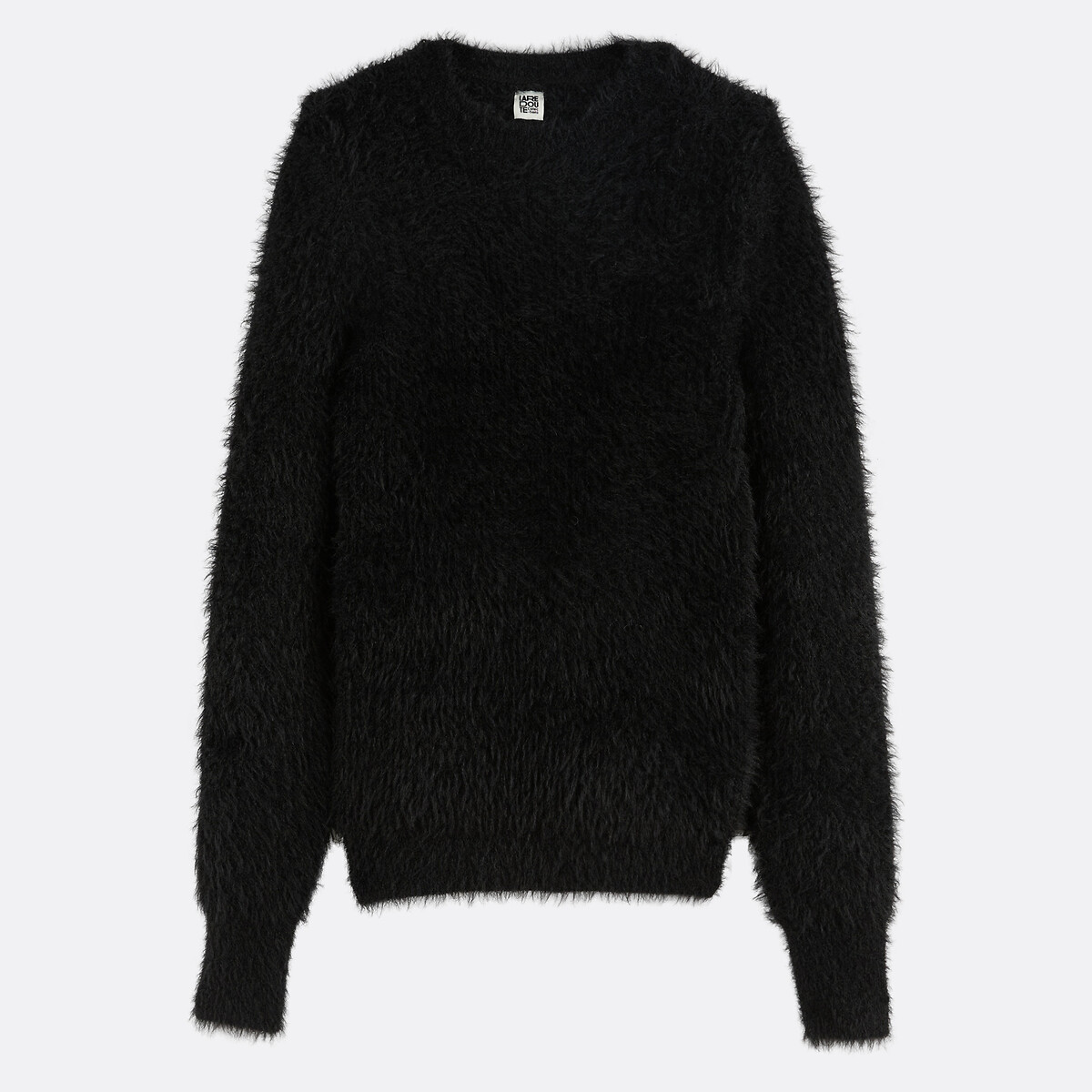Pull col rond, en maille duveteuse noir, LA REDOUTE COLLECTIONS