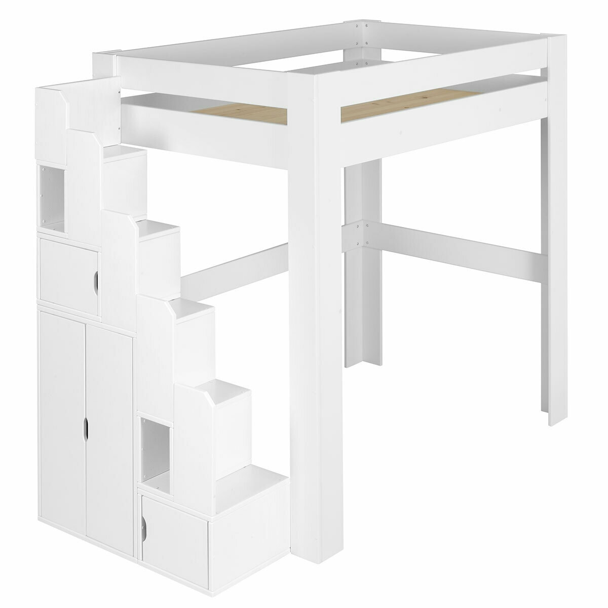 Lit mezzanine 2 places Bois massif  LEX blanc, AKITEN RETAIL