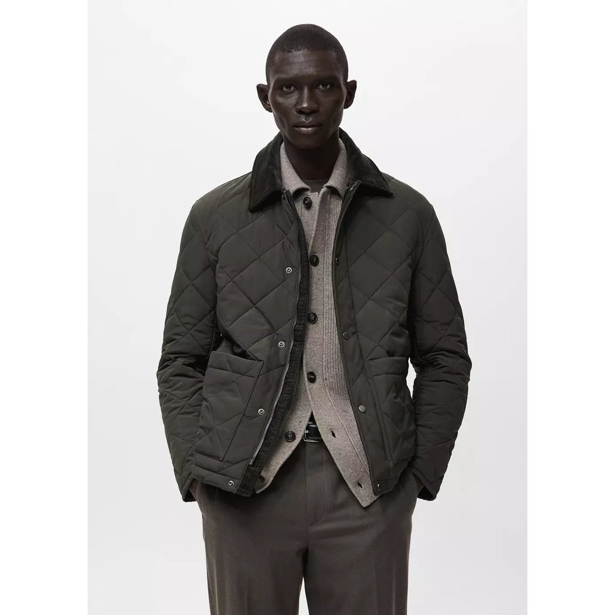 Veste matelassée hydrofuge kaki, MANGO MAN