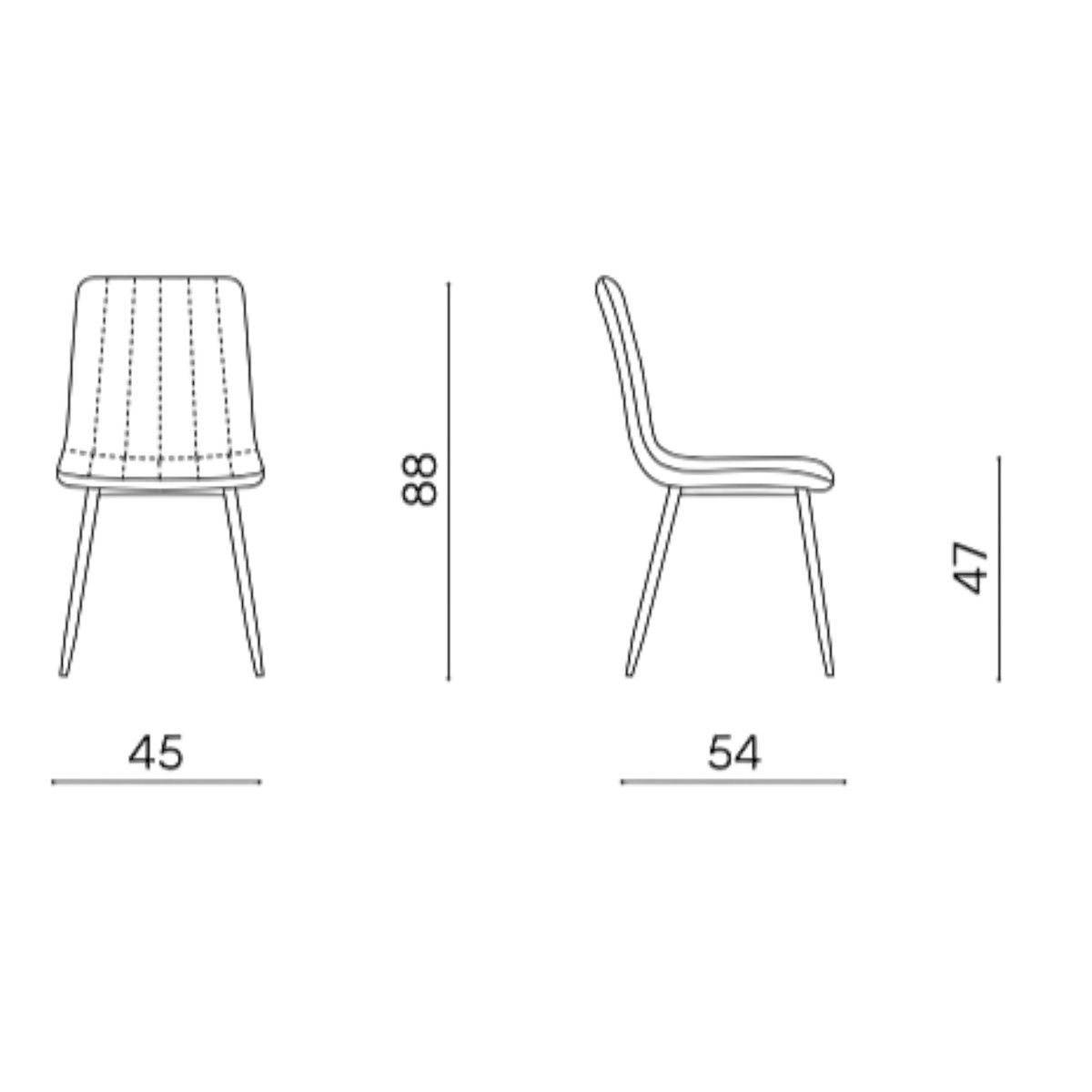 Chaise en tissu coutures verticales (lot de 2) LORA moutarde, PIER IMPORT