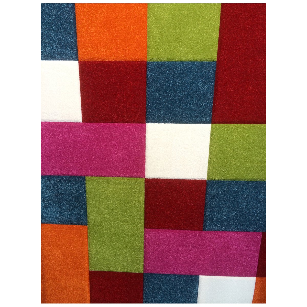 Tapis chambre tissé motif damier CARREAUX multicolore, UN AMOUR DE TAPIS