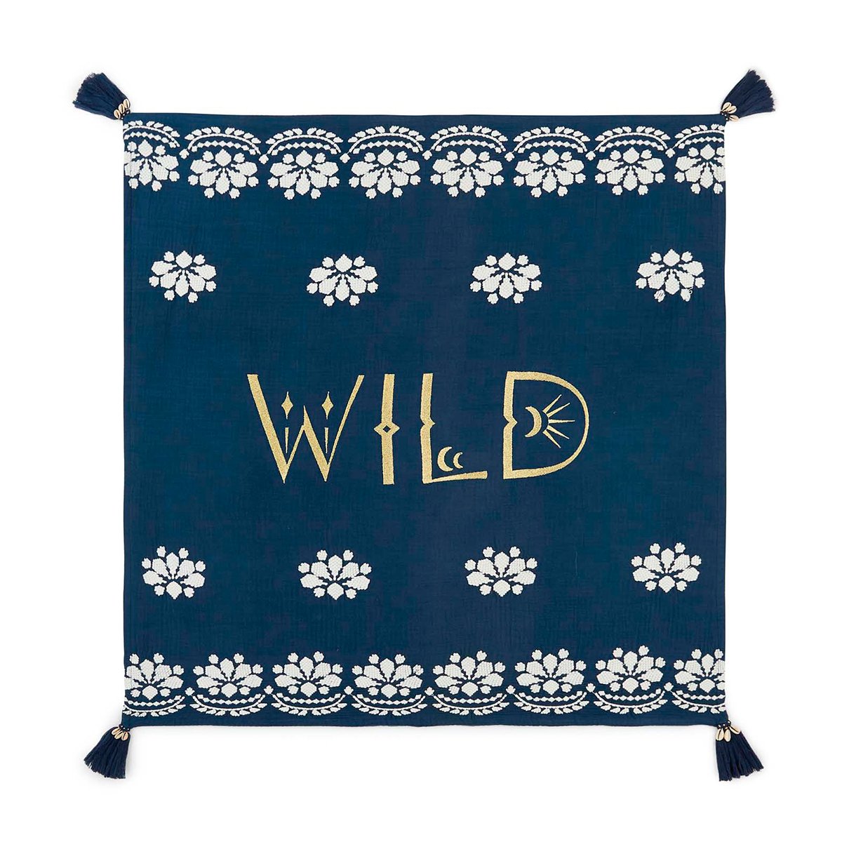 Foulard medium avec broderies OCAMPO bleu, WILD