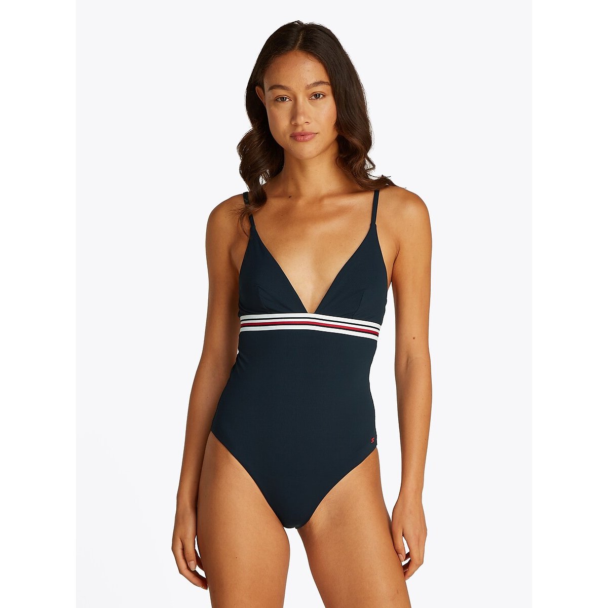 Maillot de bain 1 pièce TH Global stripe bleu, TOMMY HILFIGER