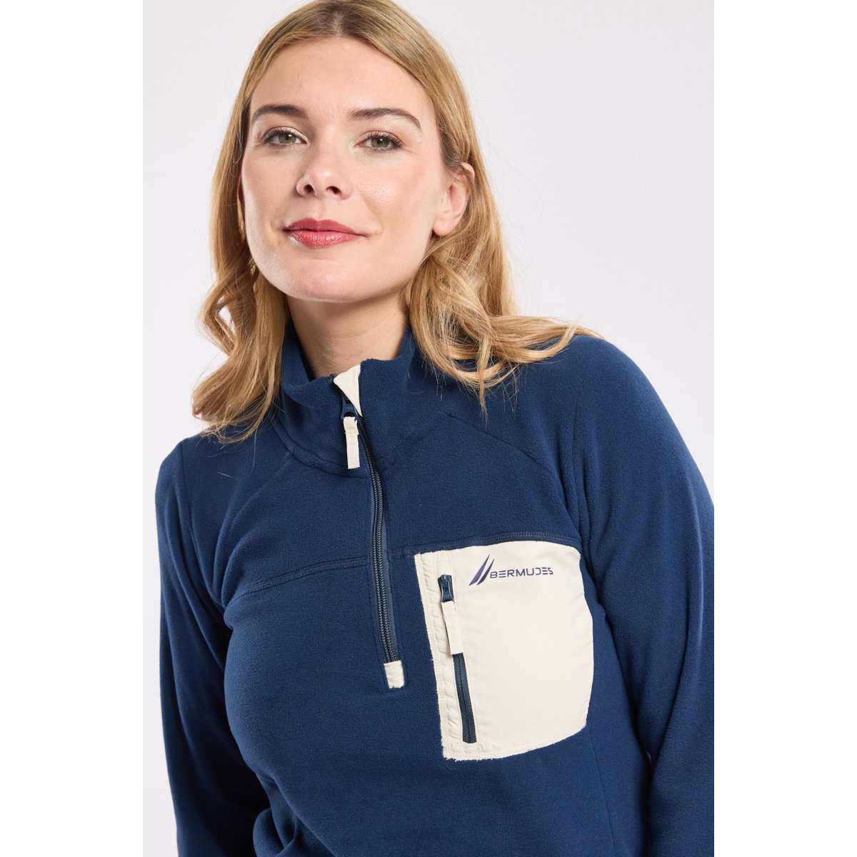 Sweat polaire zippé en Micropolaire Polartec® MOLENE navy, BERMUDES