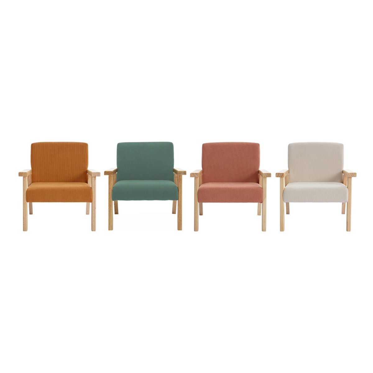 Fauteuil scandinave enfant bouclette et bois d'hévéa ISAK KID taupe, SWEEEK