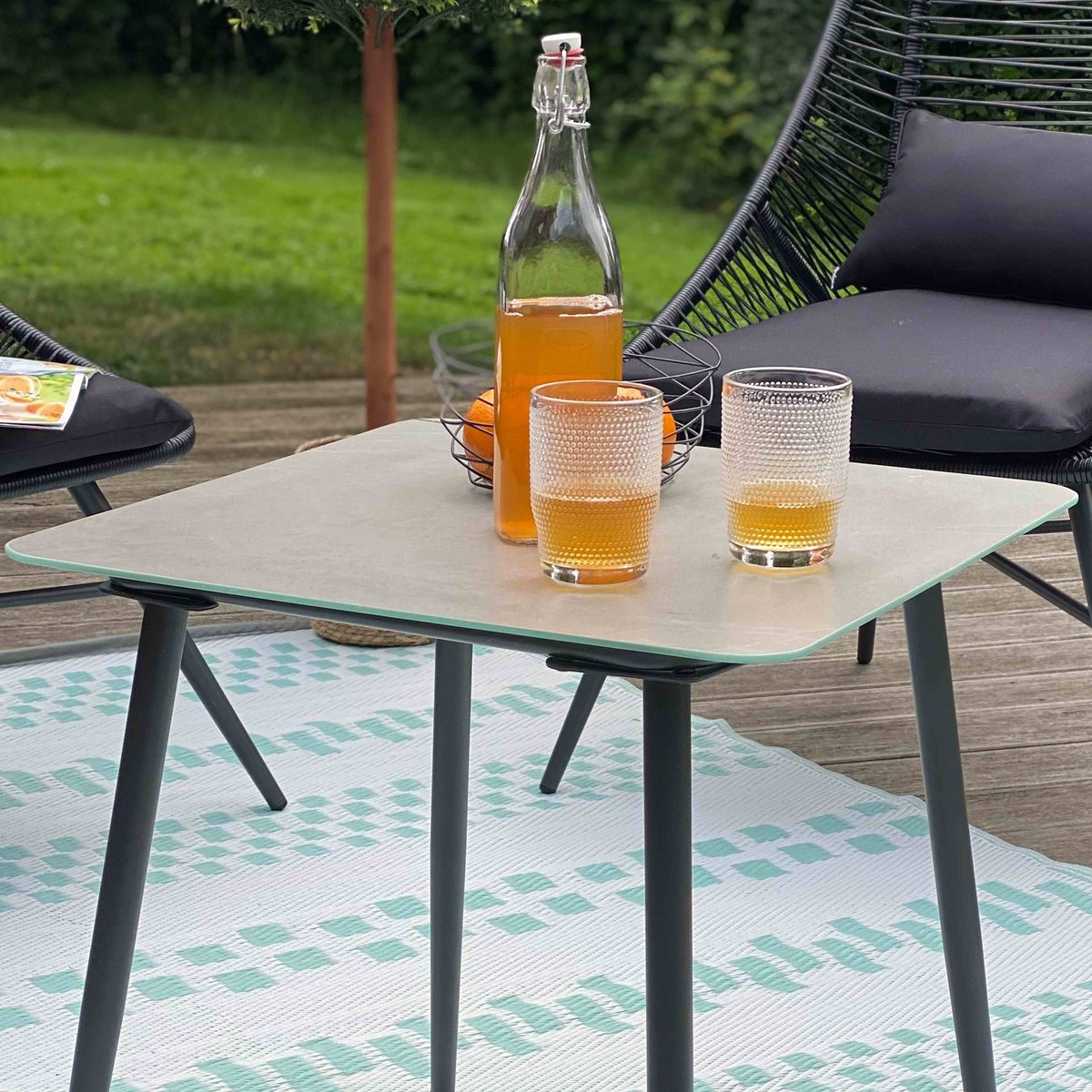 Table basse de jardin en acier, COSTA RICA gris, OVIALA