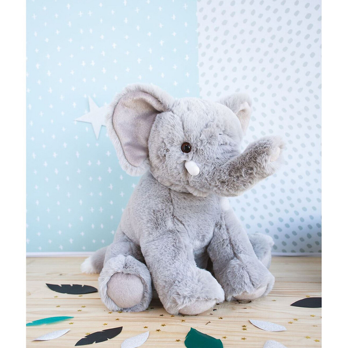 Peluche grand espace elephant'dou 25 cm gris, HISTOIRE D'OURS