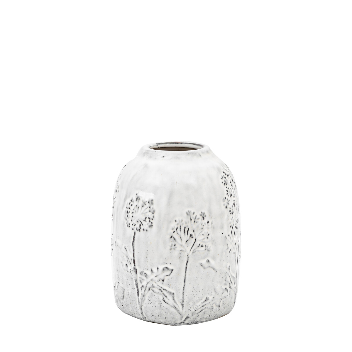 Meadow 20cm Embossed Ceramic Vase grey, ÉDITÉ