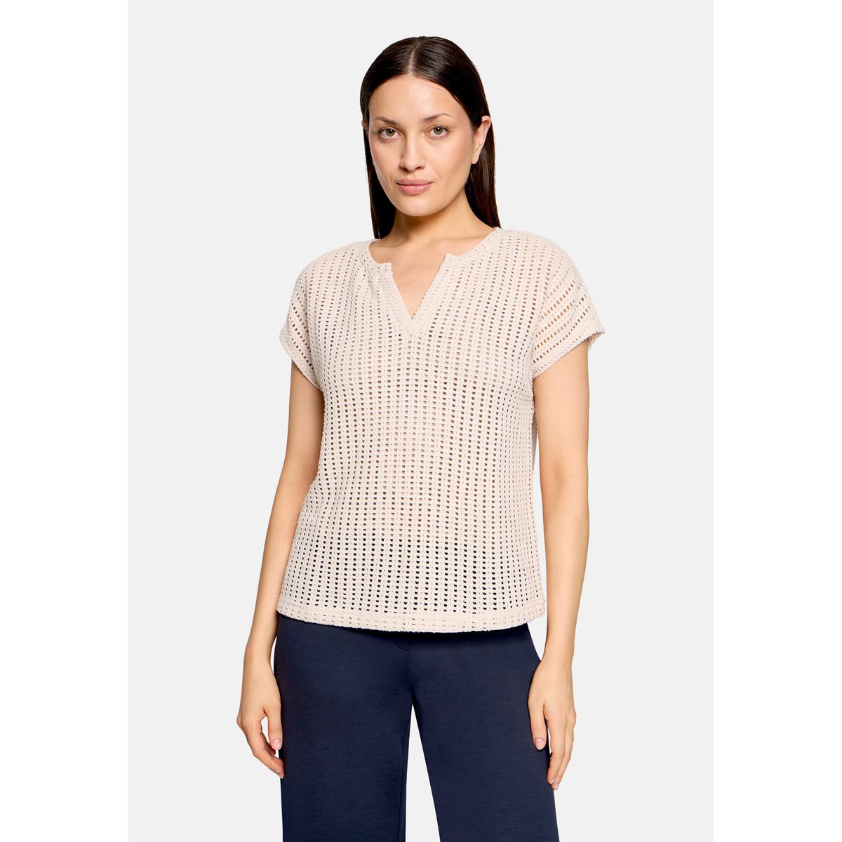 T-Shirt avec structure manches courtes gris, BETTY & CO