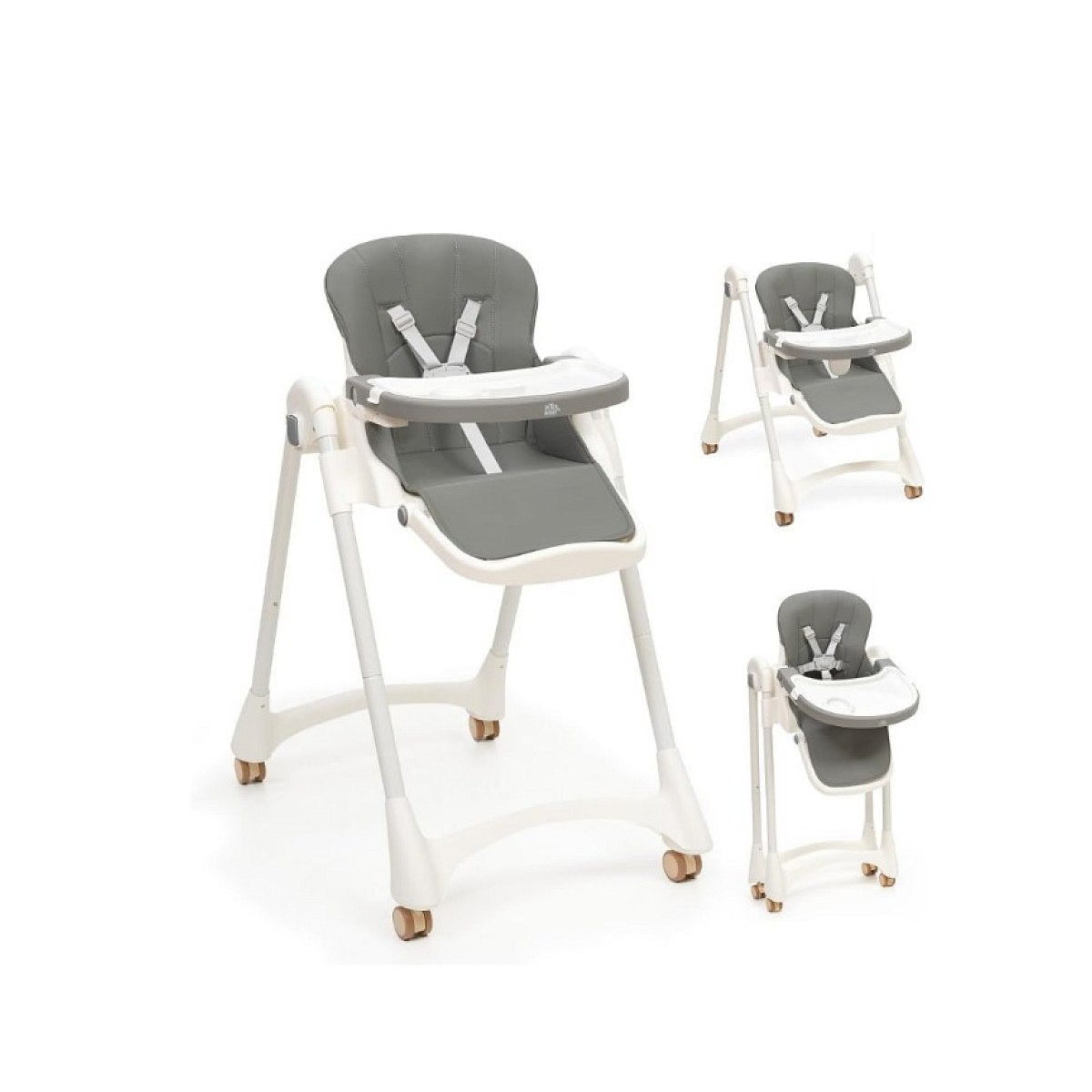 Chaise Haute evolutive - Gris couleur unique, INTERBABY
