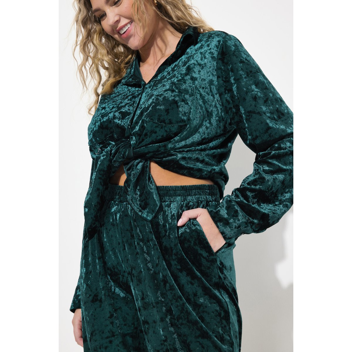 Pantalon en velours texturé Ruby vert sapin, ULLA POPKEN