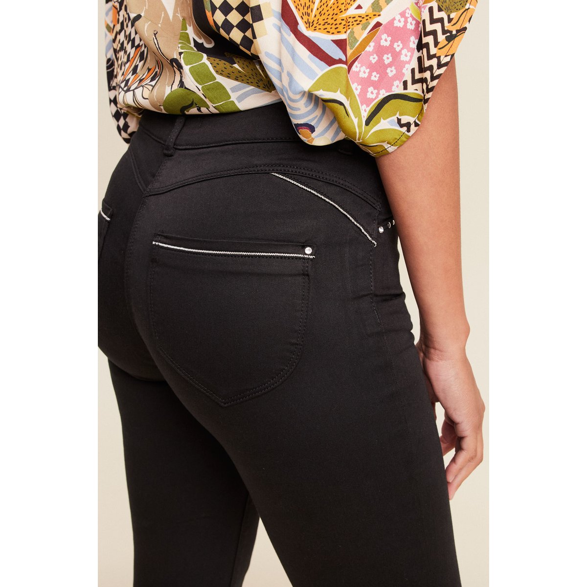 Pantalon ajusté taille haute noir, BREAL