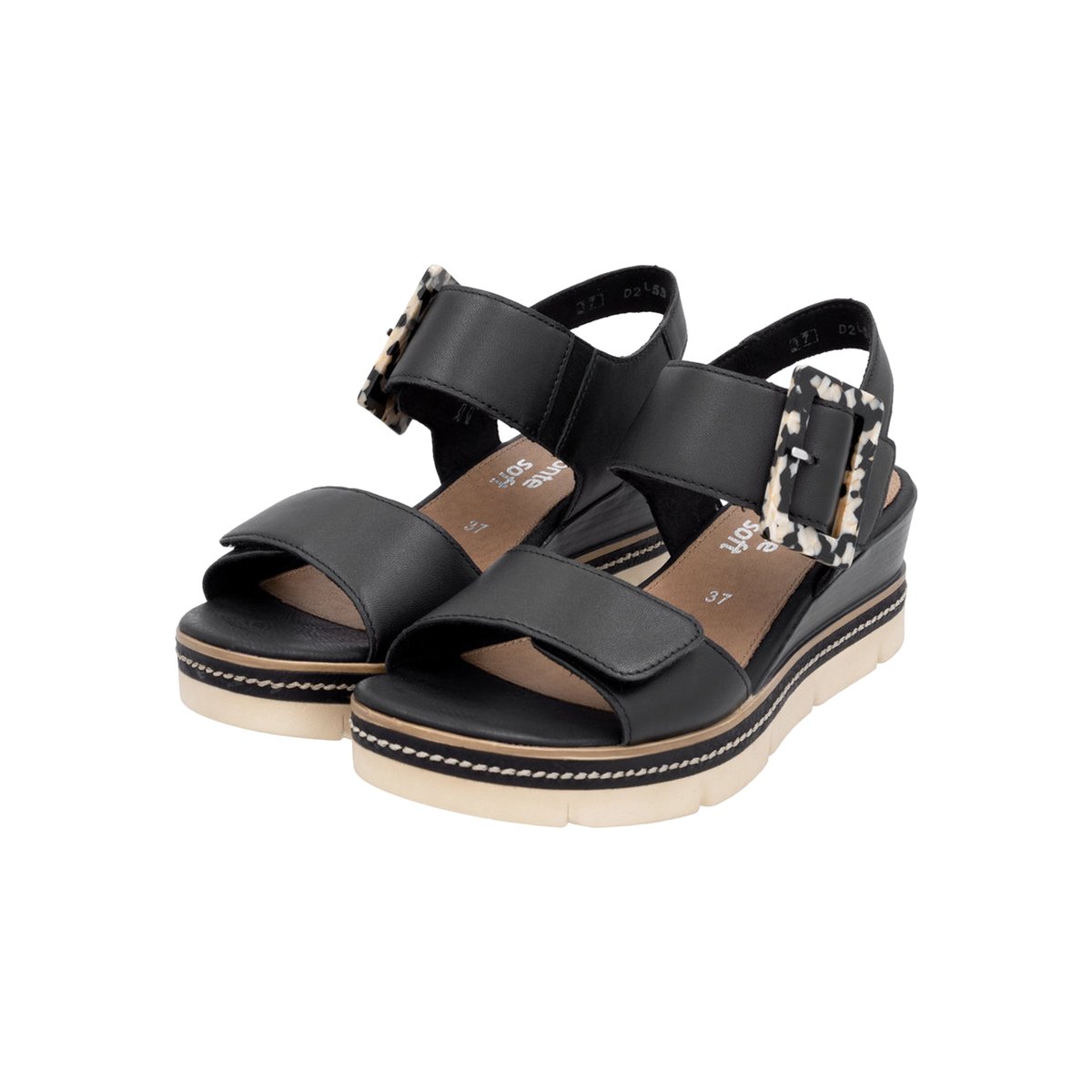 Sandales Compensées Cuir Artigo noir, REMONTE