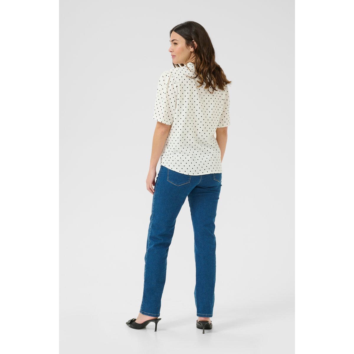 KAFFE Blouse à manches courtes KArita blanc/noir a pois, KAFFE