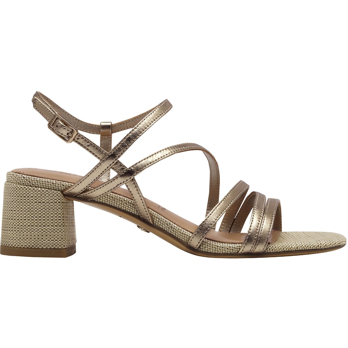 Sandalen met hak, in leer brons, TAMARIS