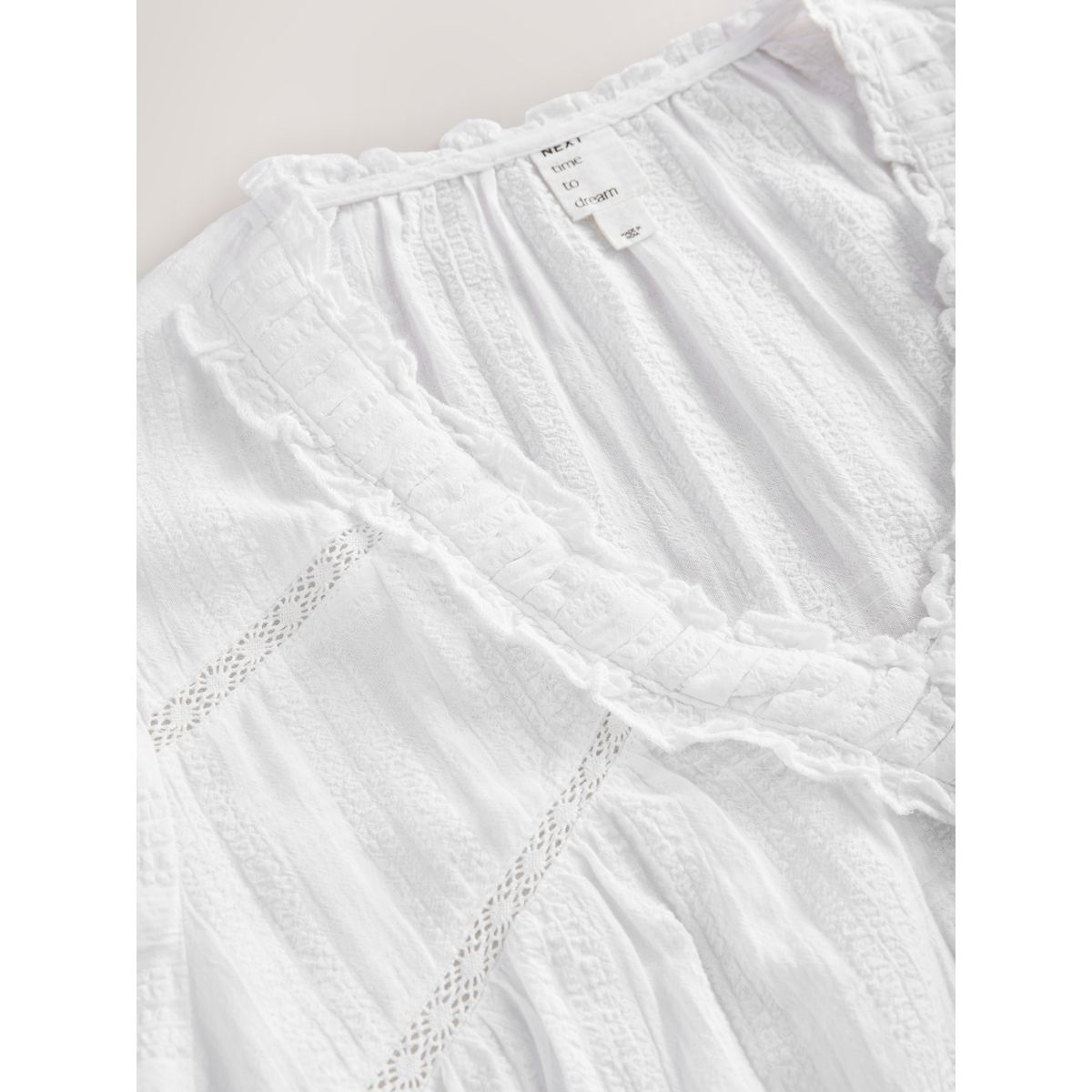 Chemise de nuit en coton mélangé crème, NEXT