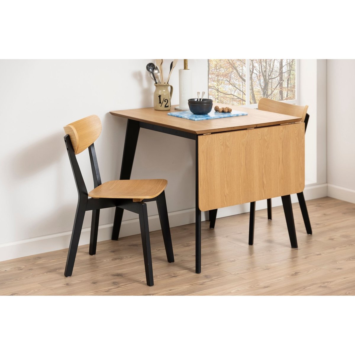 Table à manger carrée extensible en bois L80/120 - LETA chêne, HELLIN, DEPUIS 1862